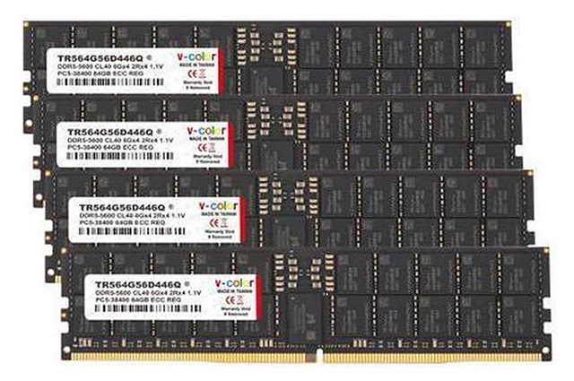 V-COLOR DDR5 256GB (64GBx4) 5600MHz CL46 4Gx4 2Rx4 ECC R